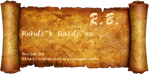 Rehák Balázs névjegykártya